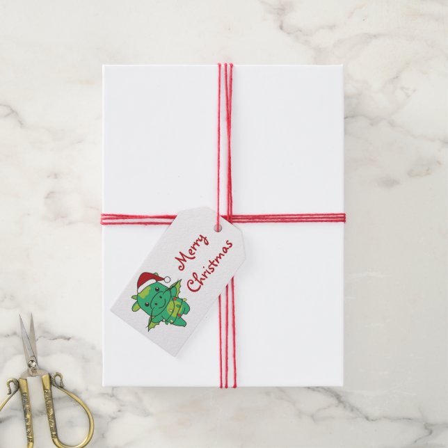 Etiqueta Para Presente Dragão Natal Feriado de Dragões (Com cordão)