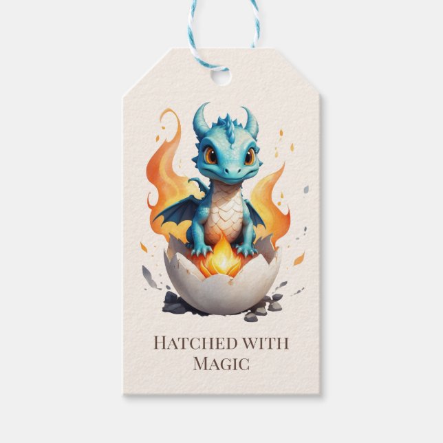 Etiqueta Para Presente Dragãozinho Bebê Nascido com Magia (Frente)