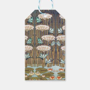 Etiqueta Para Presente Dragões Água Lírios Marsh Art Nouveau