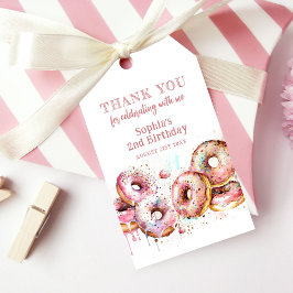 Etiqueta Para Presente Duas Rosquinhas Rosa, segundo aniversário Rosa, Ob