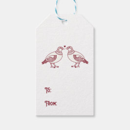 Etiqueta Para Presente Duas Tartarugas voam Natal em Vermelho