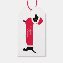 DUCHSHUND VESTINDO SANTA HAT HAT GIFT TAG