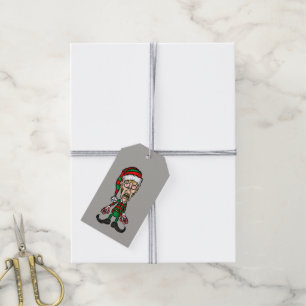 Etiqueta Para Presente Duende assustador do Feliz Natal