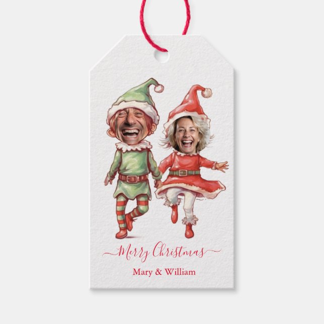 Etiqueta Para Presente duende de natal casal (Frente)