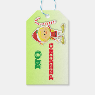 Etiqueta Para Presente Duende do Natal nenhum Tag espreitando do presente