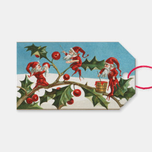 Etiqueta Para Presente Duendes & azevinho do natal vintage