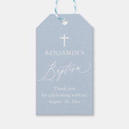 Etiqueta Para Presente Dusty Blue Cross Boy Baptism