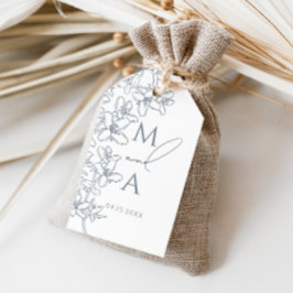 Etiqueta Para Presente Dusty Blue Modern Vintage Casamento de Monograma
