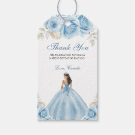 Etiqueta Para Presente Dusty Blue Script Floral Princess Quinceañera