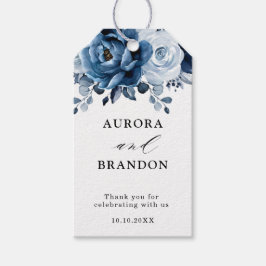Etiqueta Para Presente Dusty Blue Slate Marinho Floral Casamento Obrigado