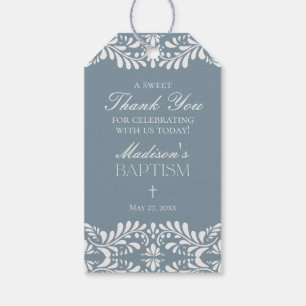 Etiqueta Para Presente Dusty Blue Talavera Azulejo Fiesta Baptism Favores