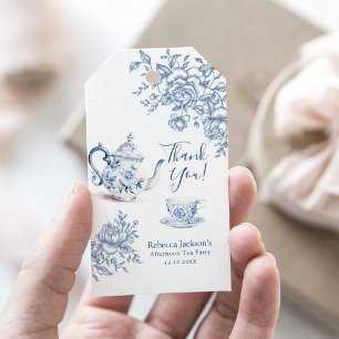 Etiqueta Para Presente Dusty Blue Victorian Garden Bridal Tea Obrigado