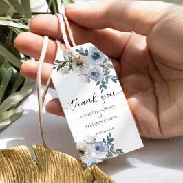 Etiqueta Para Presente Dusty Blue Wedding Floral Elegante Rustic
