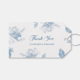 Etiqueta Para Presente Dusty Blue White Roses Floral Thank You Wedding