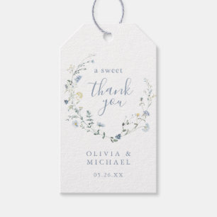 Etiqueta Para Presente Dusty Blue Wildflower Rustic Boho obrigado você fa