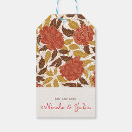 Etiqueta Para Presente Dusty Brunt Orange Peony Flowers Casamento outono