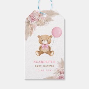 Etiqueta Para Presente Dusty Pink Floral Boho Teddy Bear Festa