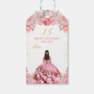 Etiqueta Para Presente Dusty Pink Princess Quinceañera Happy Birday