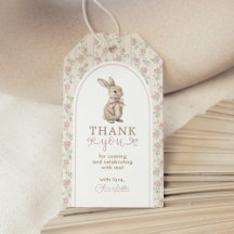 Dusty Pink Vintage Bunny Birthday Garota Obrigado