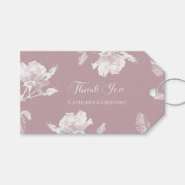 Etiqueta Para Presente Dusty Pink White Roses Floral Thank You Wedding