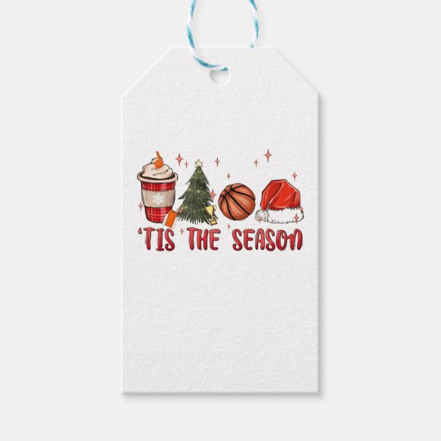 Etiqueta Para Presente É a Temporada Basquete de Natal  (Frente)