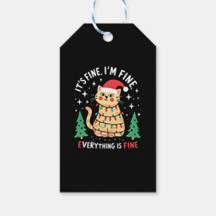Etiqueta Para Presente É Bom Estou Bem Tudo Está Bem Gato Natal Chr