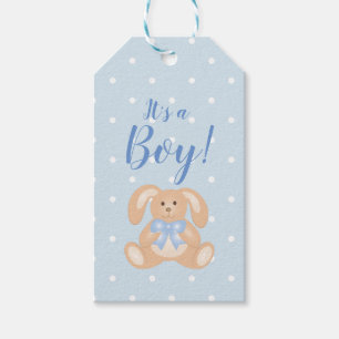 Etiqueta Para Presente É um chá de fraldas azul Pastel do coelho de
