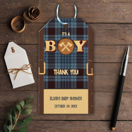 Etiqueta Para Presente É um garoto Rustic Lumberjack Flannel Chá de frald