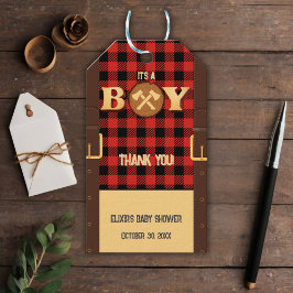 Etiqueta Para Presente É um garoto Rustic Lumberjack Flannel Chá de frald