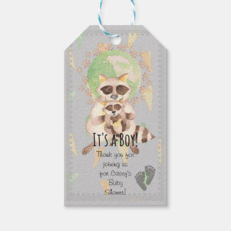 Etiqueta Para Presente É um menino! Etiqueta de Presente de Baby Raccoon