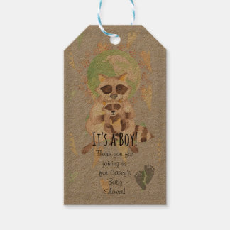 Etiqueta Para Presente É um menino! Etiqueta de Presente de Baby Raccoon
