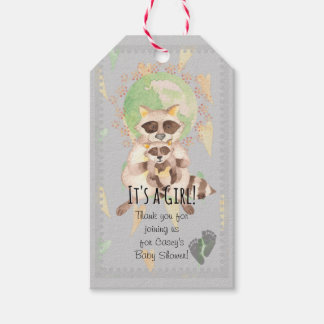 Etiqueta Para Presente É uma garota! Etiqueta de Presente de Baby Raccoon