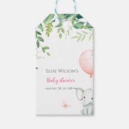 Etiqueta Para Presente É uma garota! Pequeno elefante bonito com balão