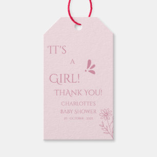 Etiqueta Para Presente É uma menina! Minimalismo Rosa Pastel Chã de Bebê