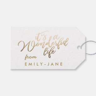 Etiqueta Para Presente é uma vida maravilhosa, Dourada, alugando o Natal