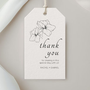 Etiqueta Para Presente Ébano e Marfim Casamento Floral Chic Moderno