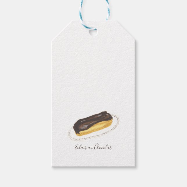 Etiqueta Para Presente Éclair au Chocolat watercolor (Frente)