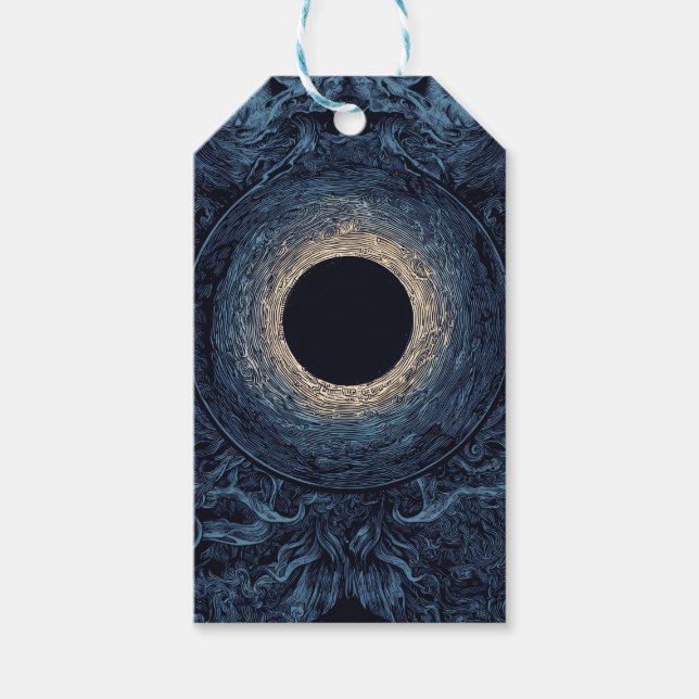 Etiqueta Para Presente Eclipse Surreal com Rostos Míticos (Frente)