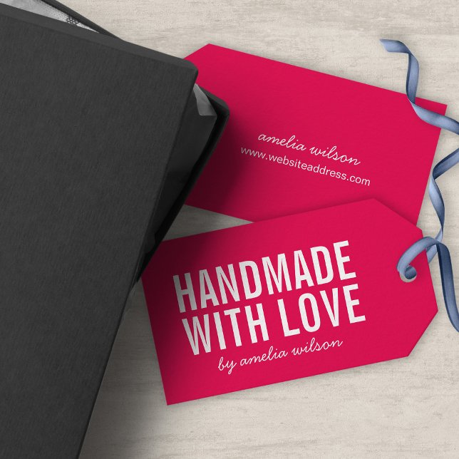 Etiqueta Para Presente Editable Colors Stylish Bold Handmade with Love (Criador carregado)
