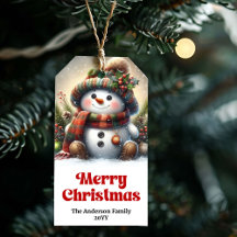 Editable Snowman Kids Gift Tag Personalized Xmas