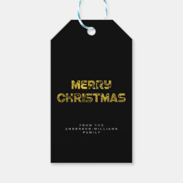 Etiqueta Para Presente Efeito de ouro Feliz Natal com texto personalizado