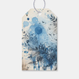 Etiqueta Para Presente Efêmeras Aquarela Azul