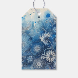 Etiqueta Para Presente Efêmeras Aquarela Azul