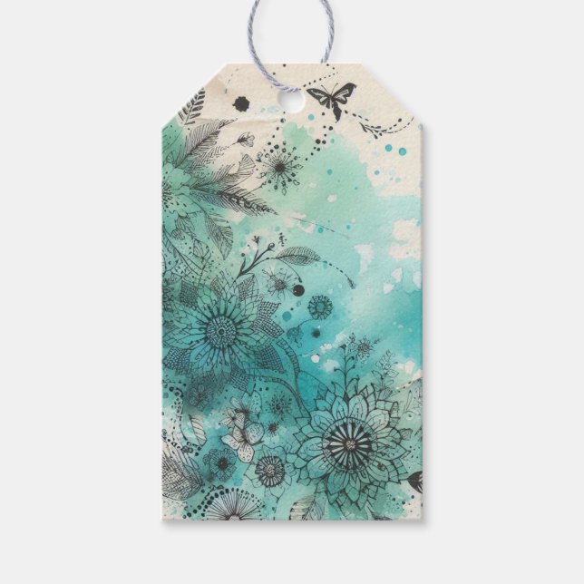 Etiqueta Para Presente Efêmeras Aquarelas (Frente)