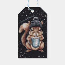 Eichhörnchen mit Tasse und Schnee „Stay Warm“