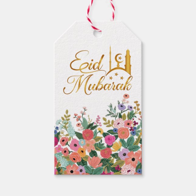 Etiqueta Para Presente Eid mubarak floral (Frente)