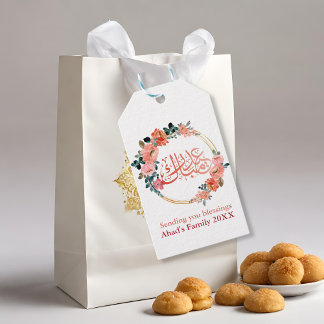 Etiqueta Para Presente Eid Mubarak Floral Rosa