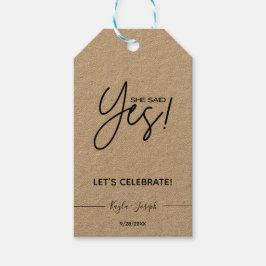 Etiqueta Para Presente Ela disse "sim, Festa de noivado, presentes"