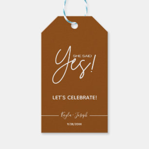 Etiqueta Para Presente Ela disse Sim Festa de noivado Rust Gift Tag