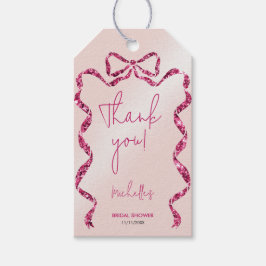 Etiqueta Para Presente Ela está dando o nó em laço rosa chique obrigada